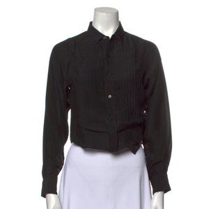 NOIR KEI NINOMIYA Silk Long Sleeve Crop Top